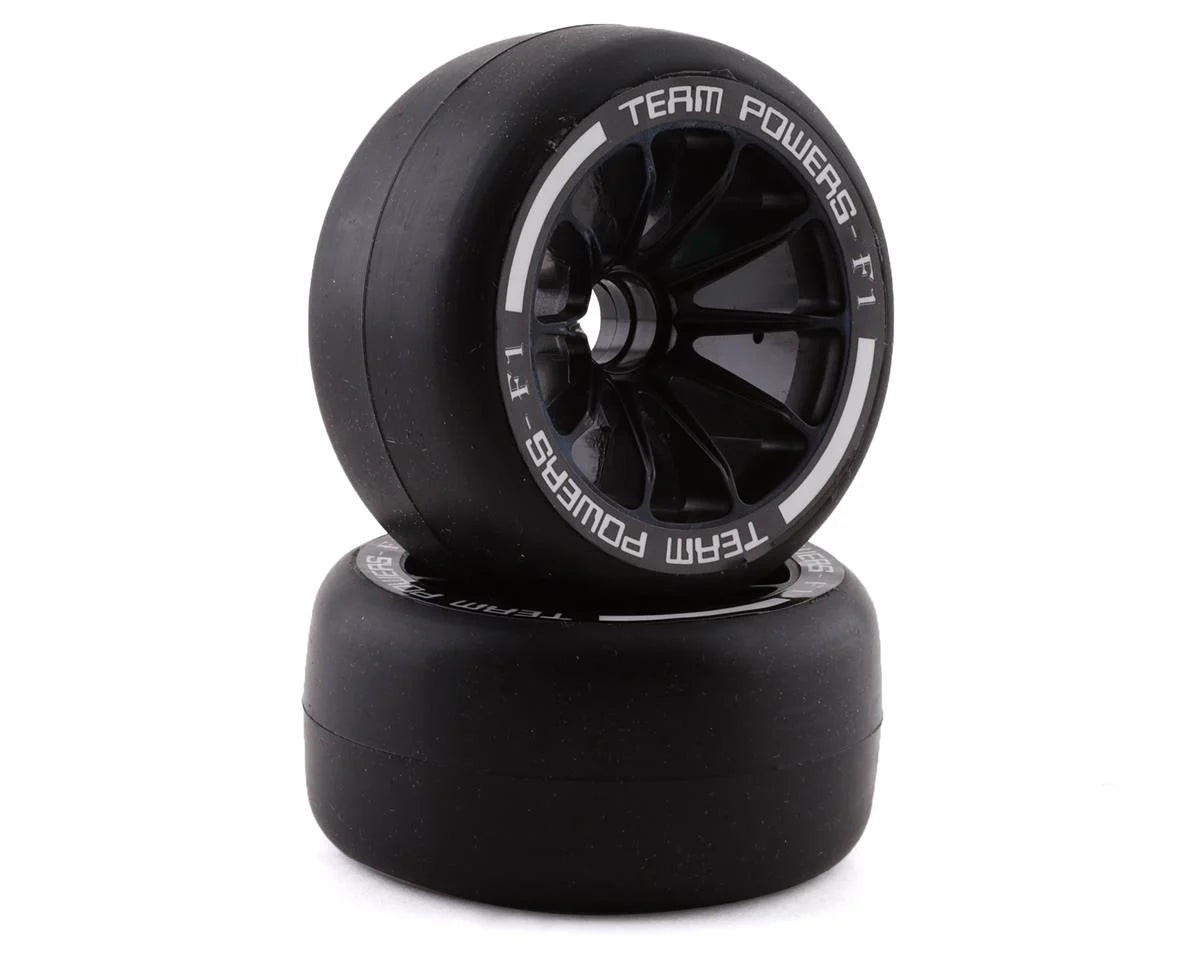 Team Powers F1 Pre-Mounted Front Rubber Tires (Black) (2) (38R)